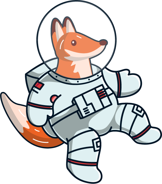 A fox casually drifting in space